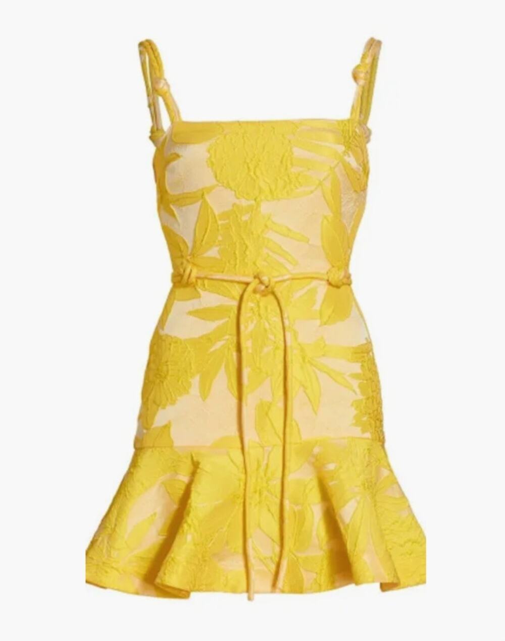 Alexis Alik Floral Yellow Embroidered Mini Dress Ladies Size Small